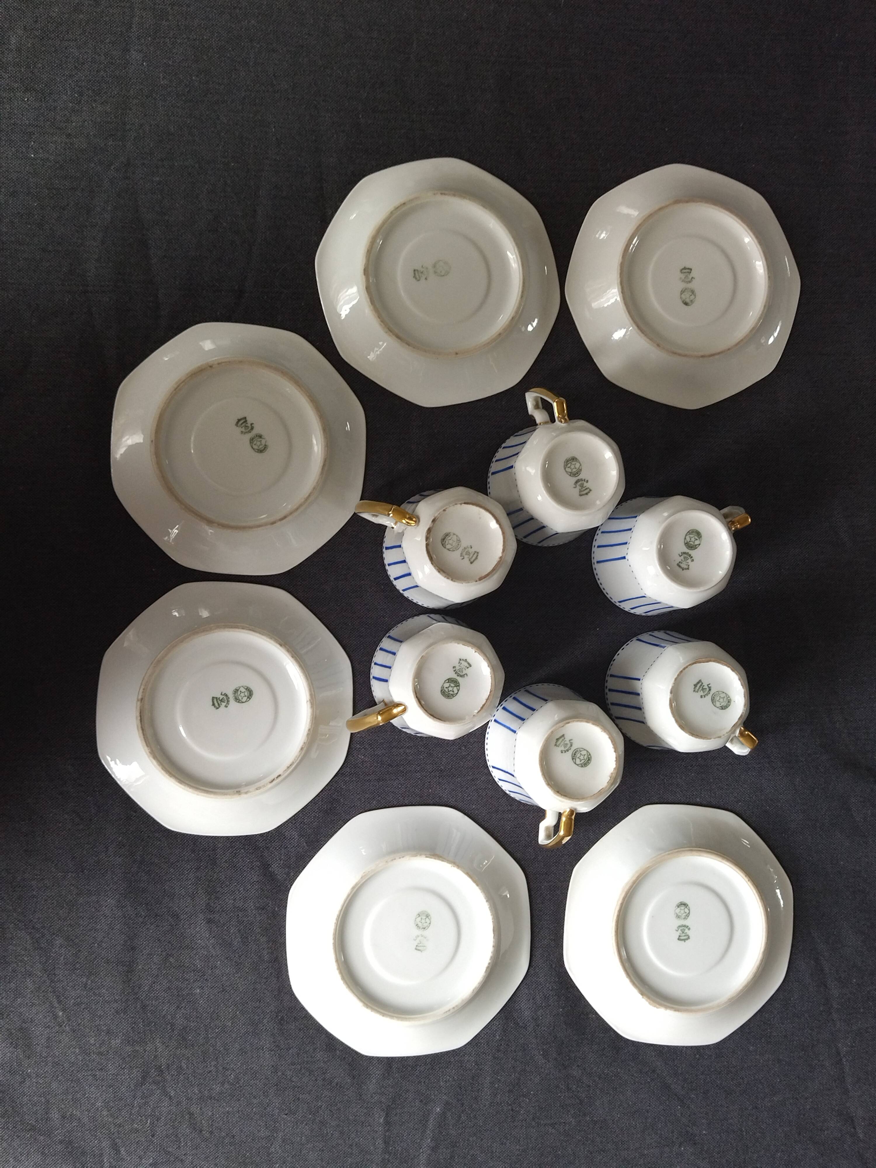 Service à thé en Porcelaine de Limoges F. Legrand and Cie art déco