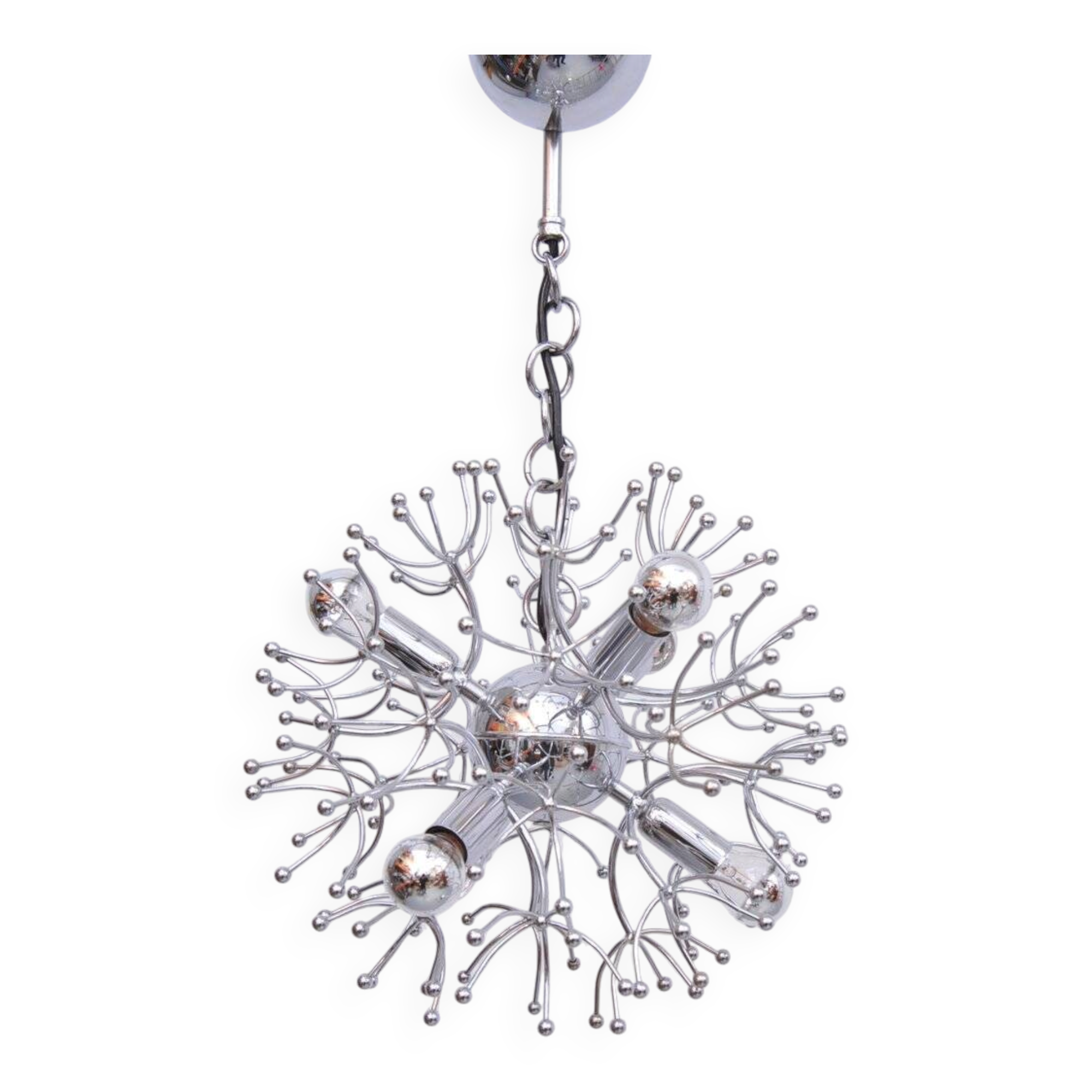 Sputnik ceiling lamp in chrome by Angelo Gaetano Sciolari, 1970s