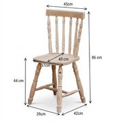 Chaise rétro en pin massif brut avec barreaux tournés