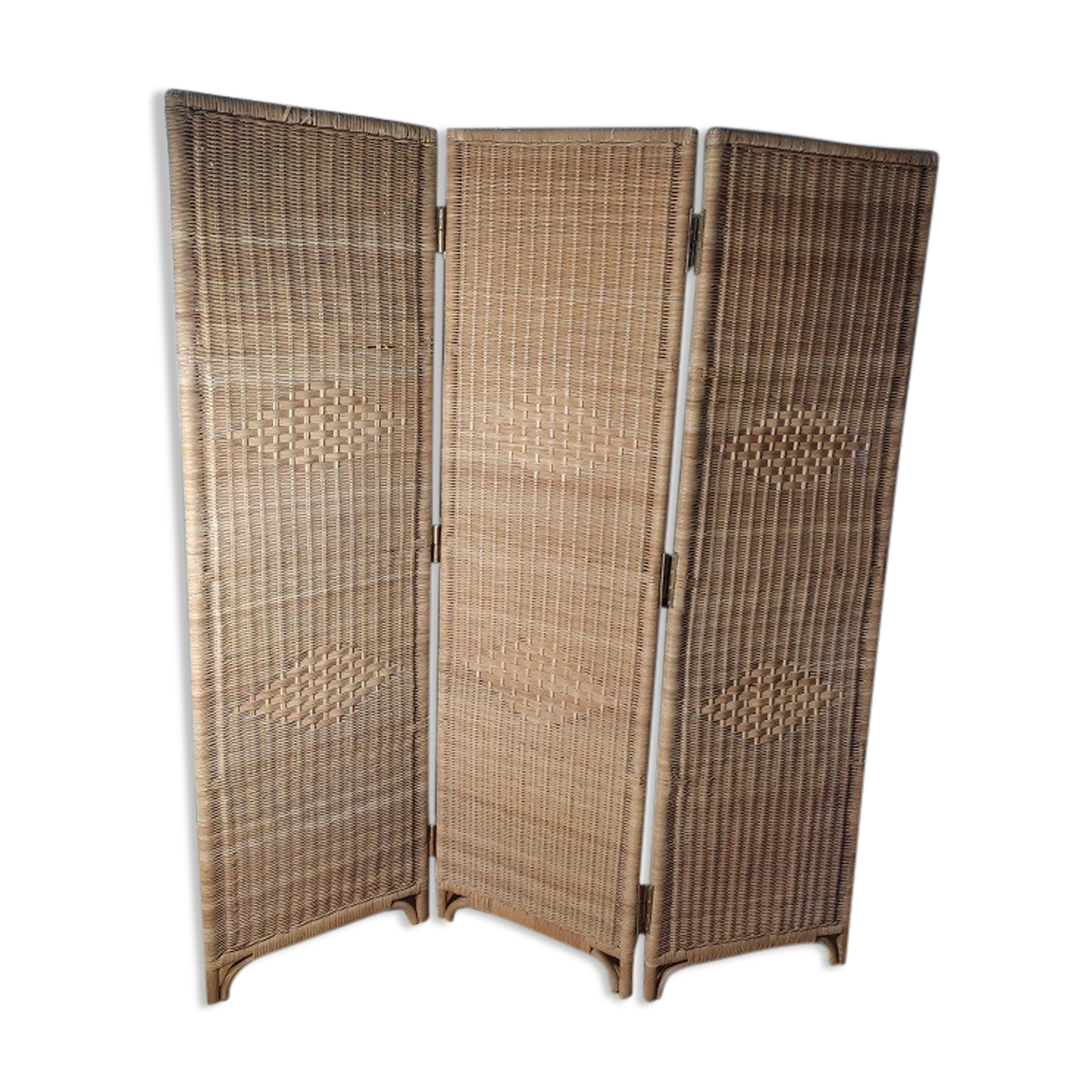 Persian screen triptych rattan bamboo