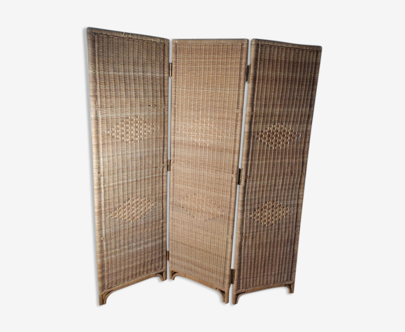 Paravent persienne triptyque rotin bambou