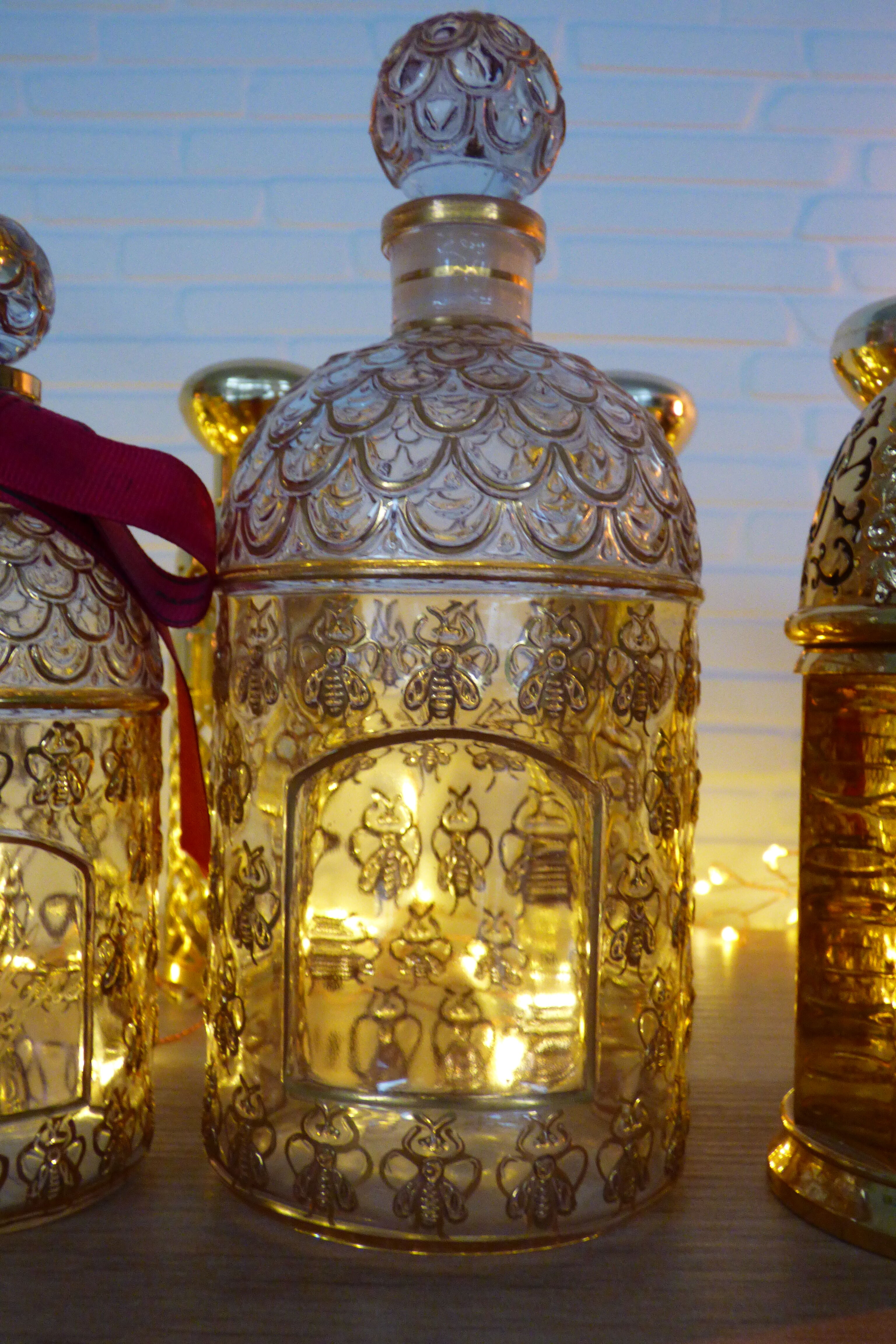 Guerlain empty bottle with golden bees with fine gold