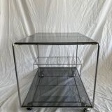 Smoked glass & steel rolling trolley