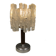 Table lamp with a teak ‘trunk’, silver-coloured metal base, acrylic shade
