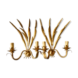 Pair of gold metal wheat ear sconces, 70s-80s