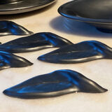 Ceramony Vallauris tableware set in matt black earthenware 1950 - 38 pieces