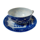 tea cup and Japanese saucer in blue and white porcelain