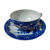 tea cup and Japanese saucer in blue and white porcelain