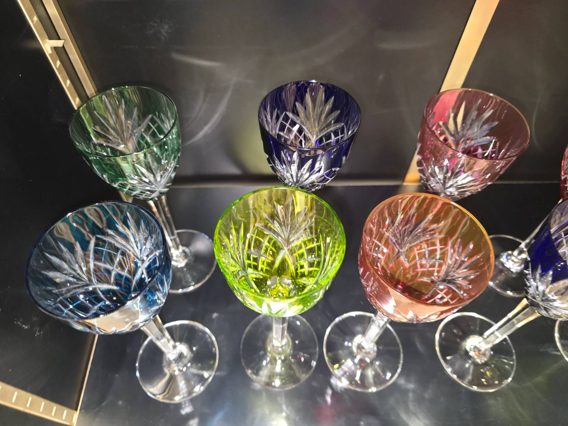 12 coloured cups / glasses Saint-Louis model Chantilly