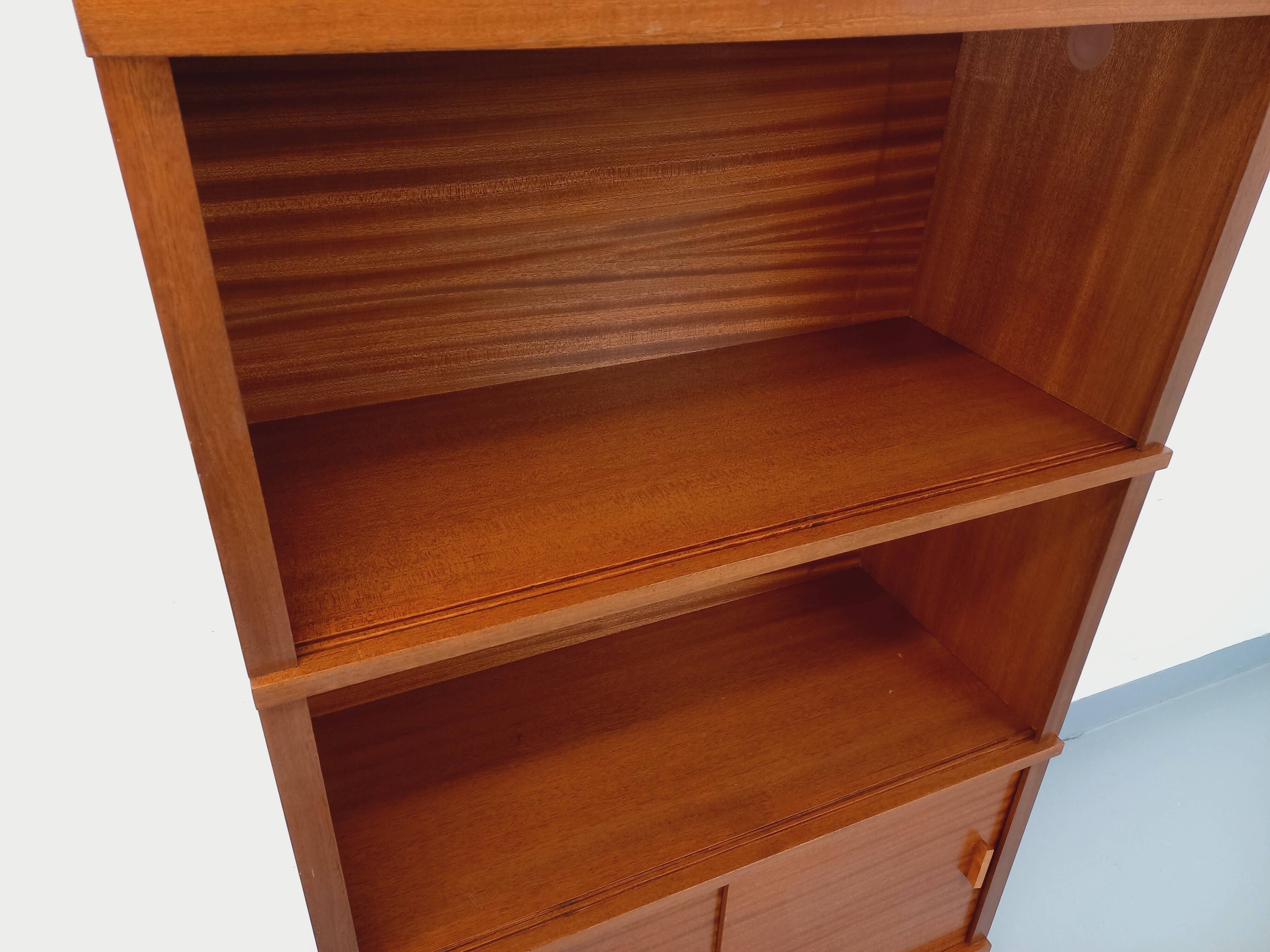 Vintage oak storage bookshelf from the 1960s.