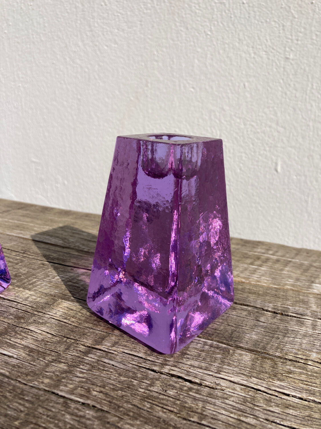 Pair of 1980 candle holders in blown glass