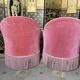 Pair of toad armchairs style Napoleon III pink velvet