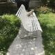 White metal Garden Bench and wooden slats 1970