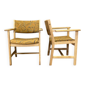 Suite de 2 fauteuils Hans Wegner "design scandinave" 1960.