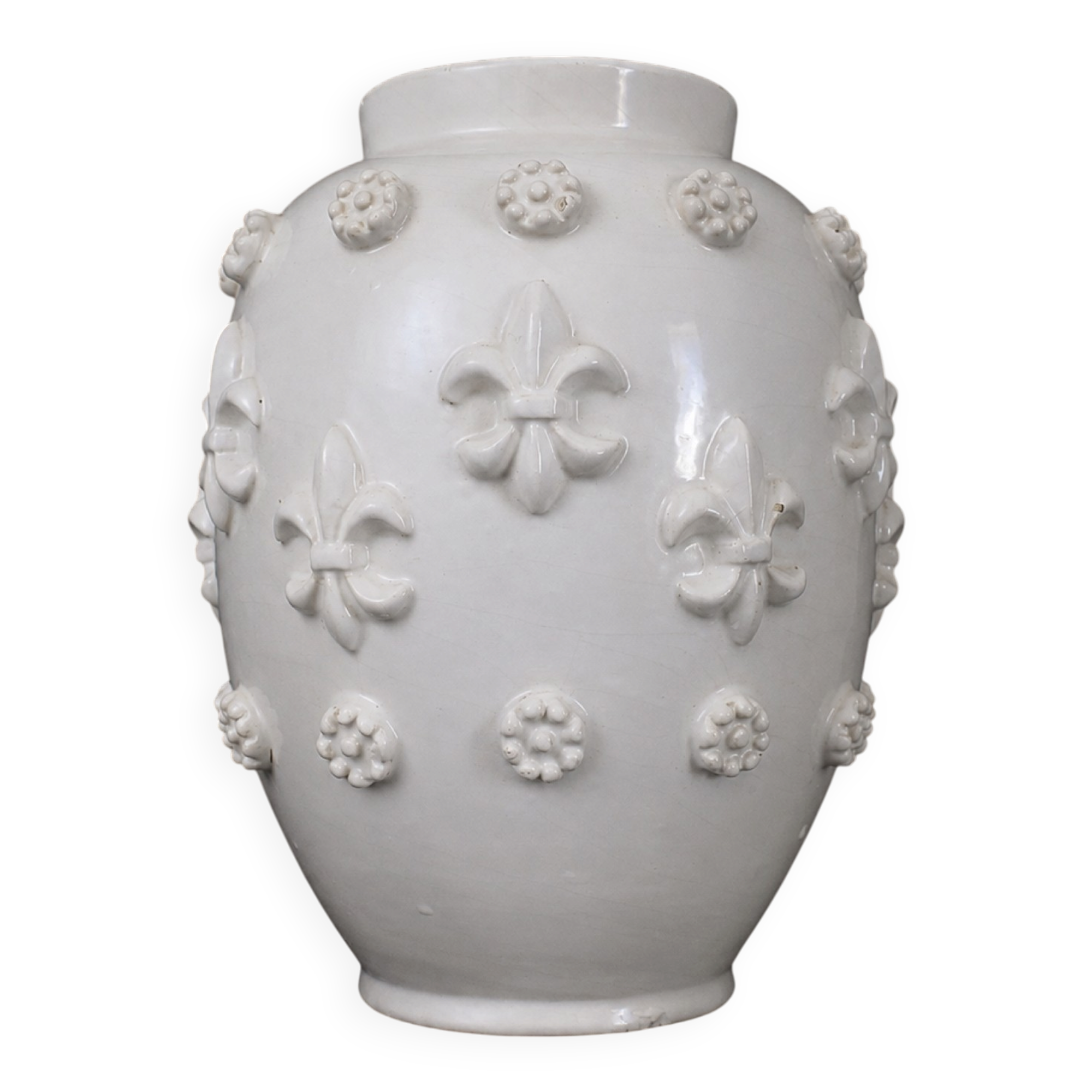 Large vase signed Emile Tessier with a lily flower design.