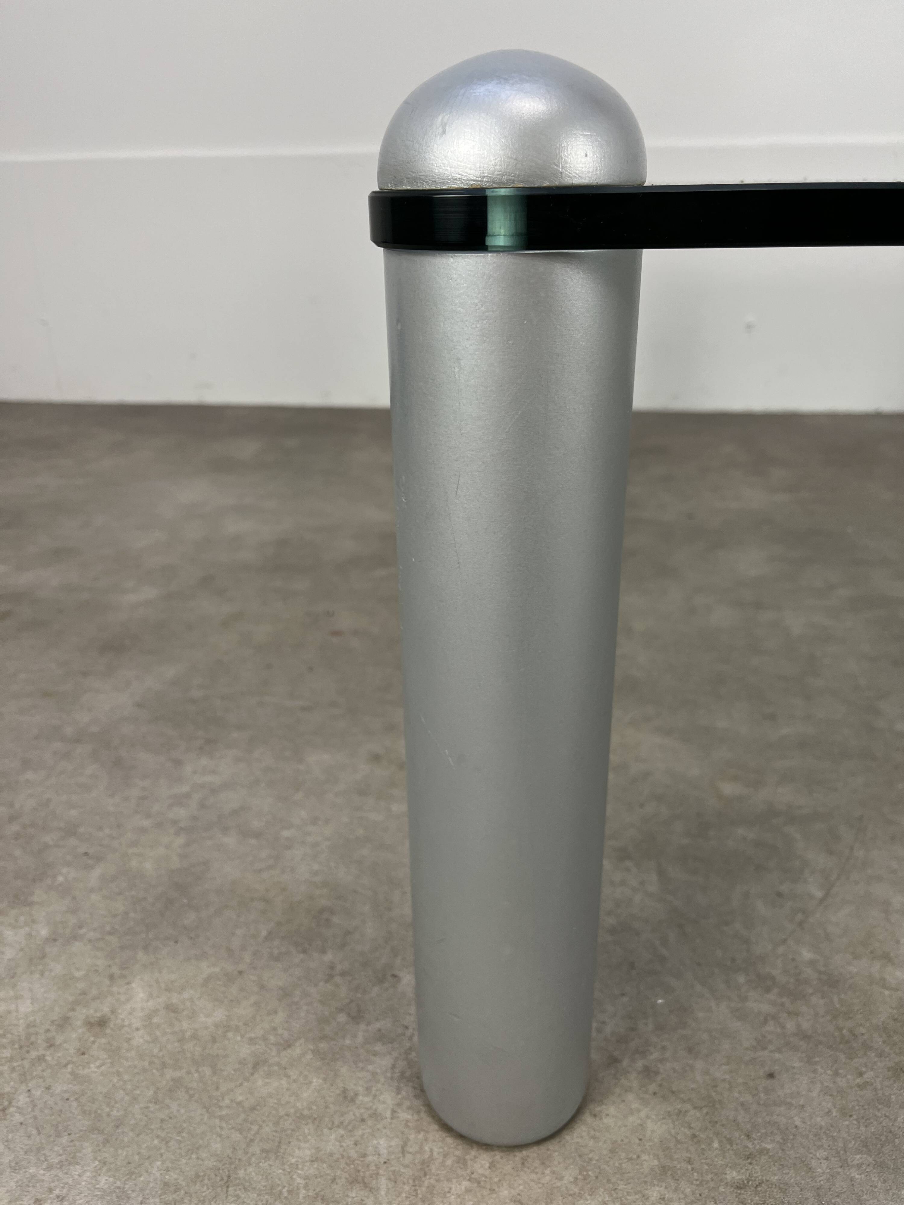 Ligne Roset coffee table, glass, postmodern design, 80s