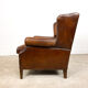 Dark brown sheep leather wingback armchair vintage