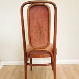 Vintage Thonet Style Bentwood Dining Chair: High Back, Cushioned Seat Pink