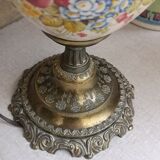 Pair of table lamps transparent lampshades flower pattern