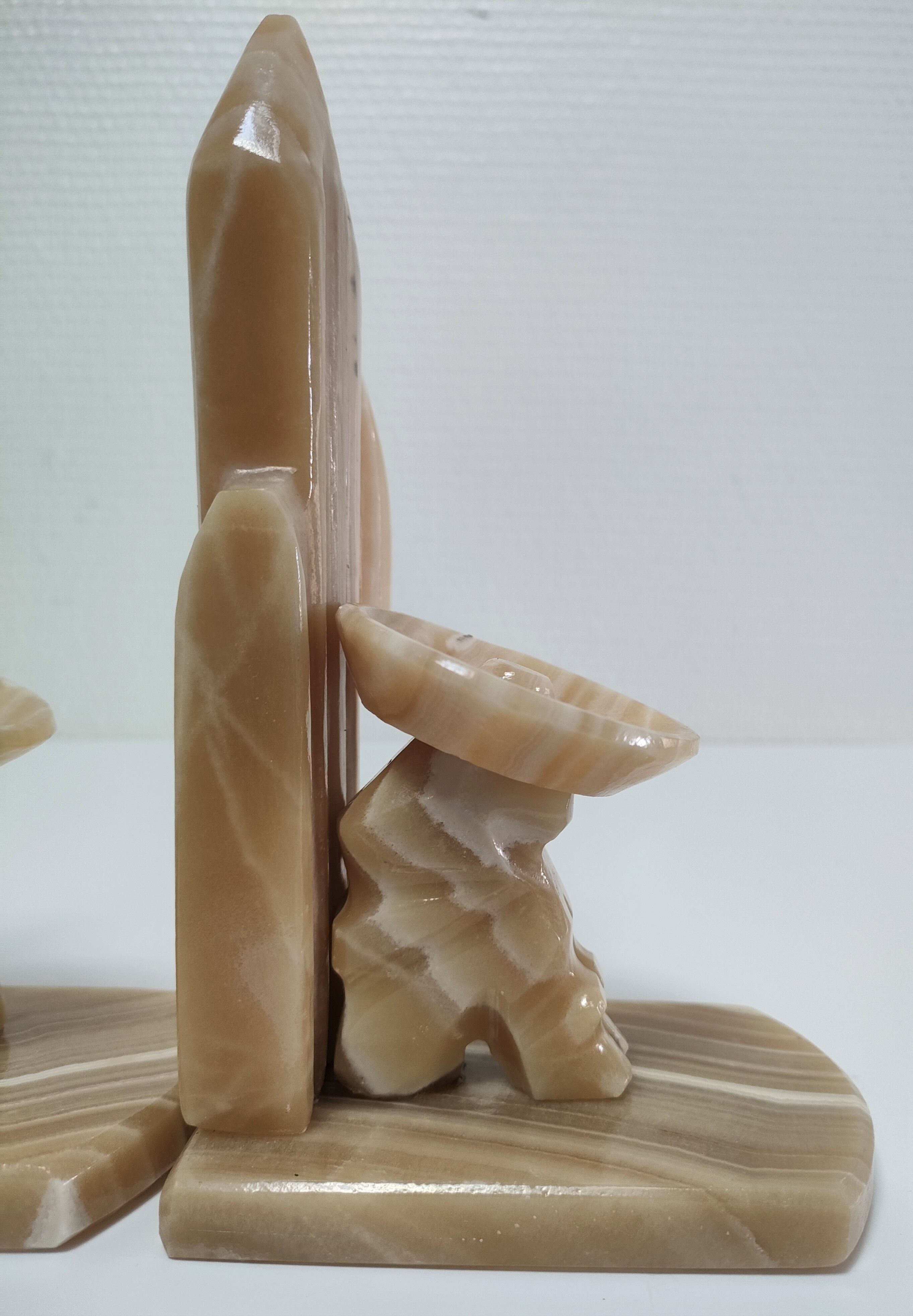 Pair of vintage Mexican cactus onyx bookends