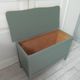 Vintage toy chest green of gray waxed finish, waxed top medium oak.
