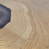 Table basse en laiton gravé de pierre bleue d'Agathe, 1987