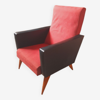 Leatherette armchair and compass feet fabrics
