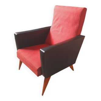 Leatherette armchair and compass feet fabrics