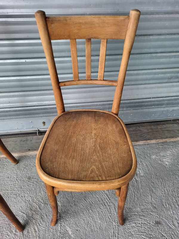 Paire d'authentiques anciennes chaises Bistrot signées Fischel Vintage