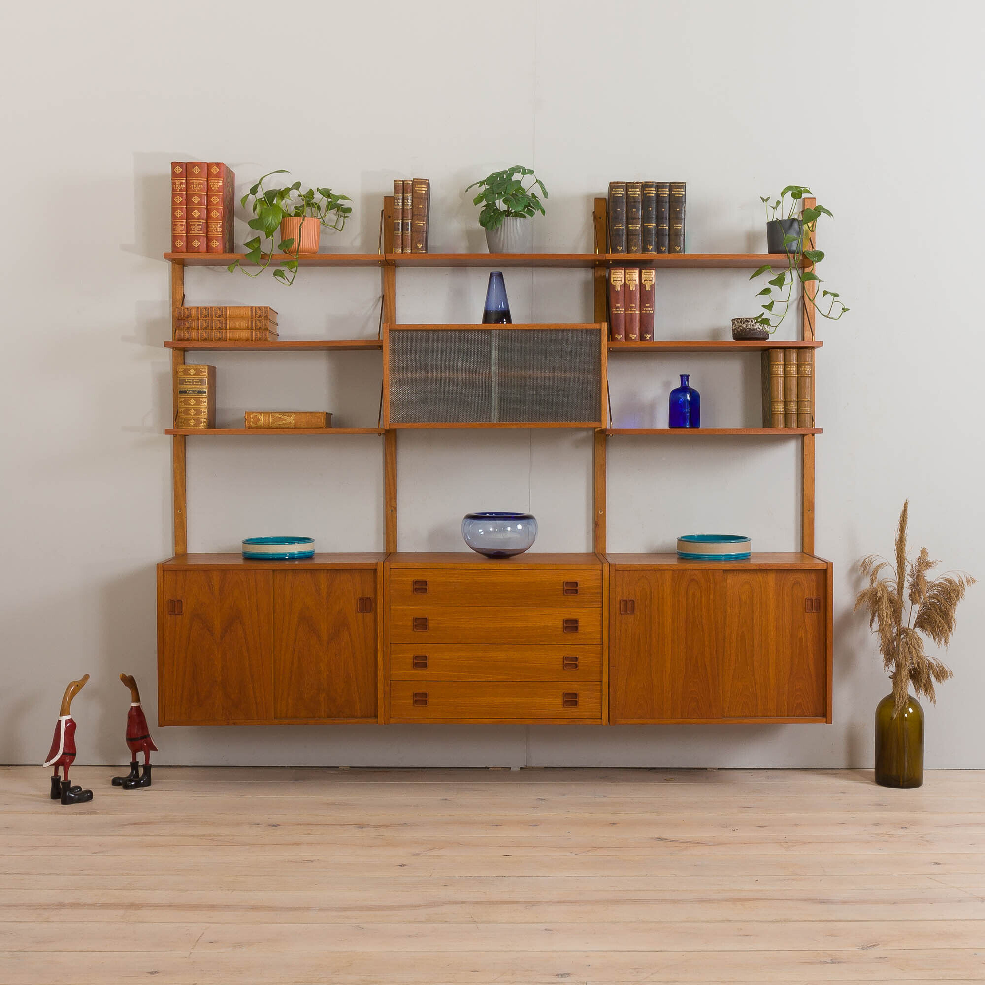 Vintage danish modular teak bookcase 1970s