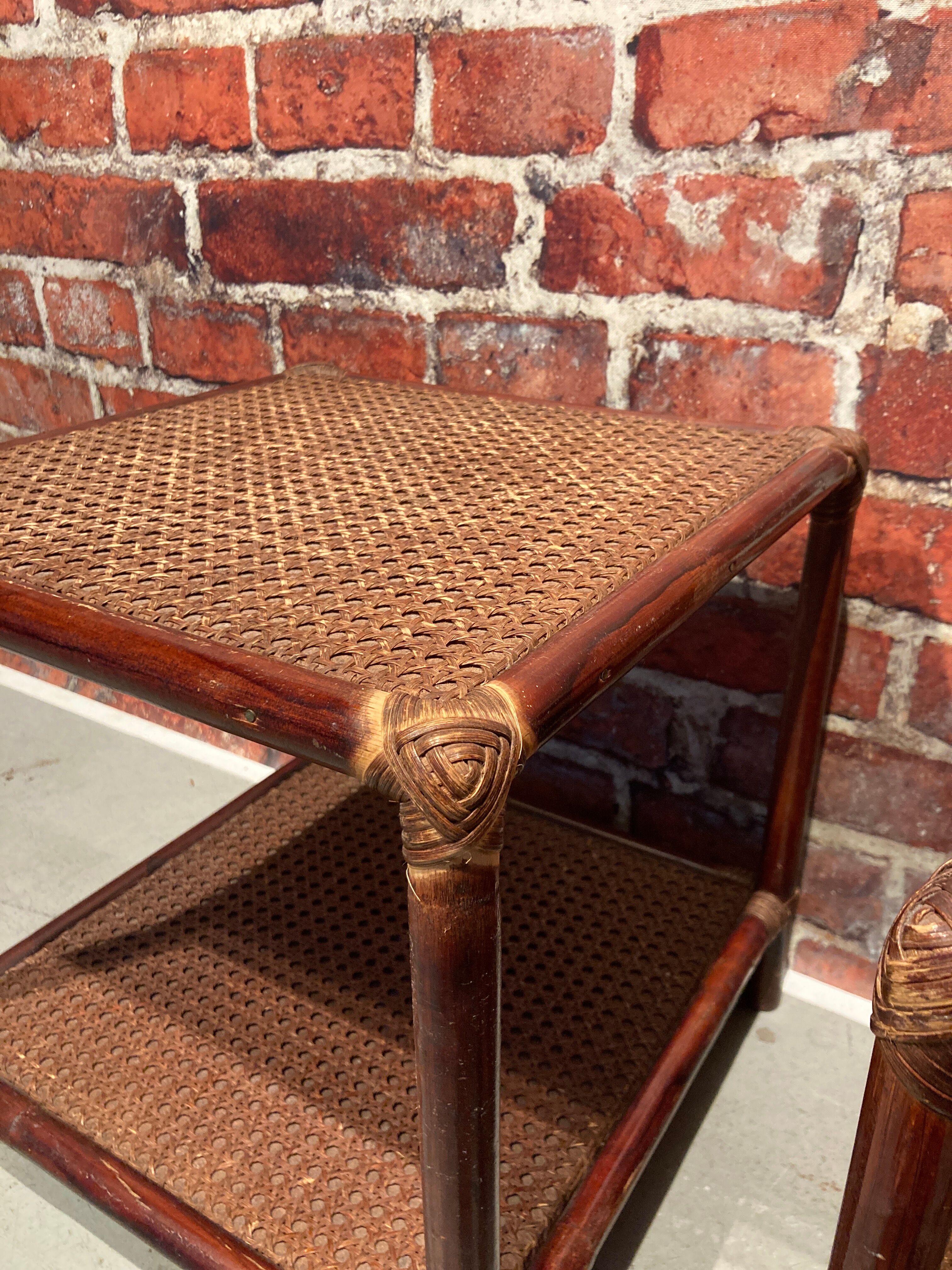 Set of two rattan bedside tables