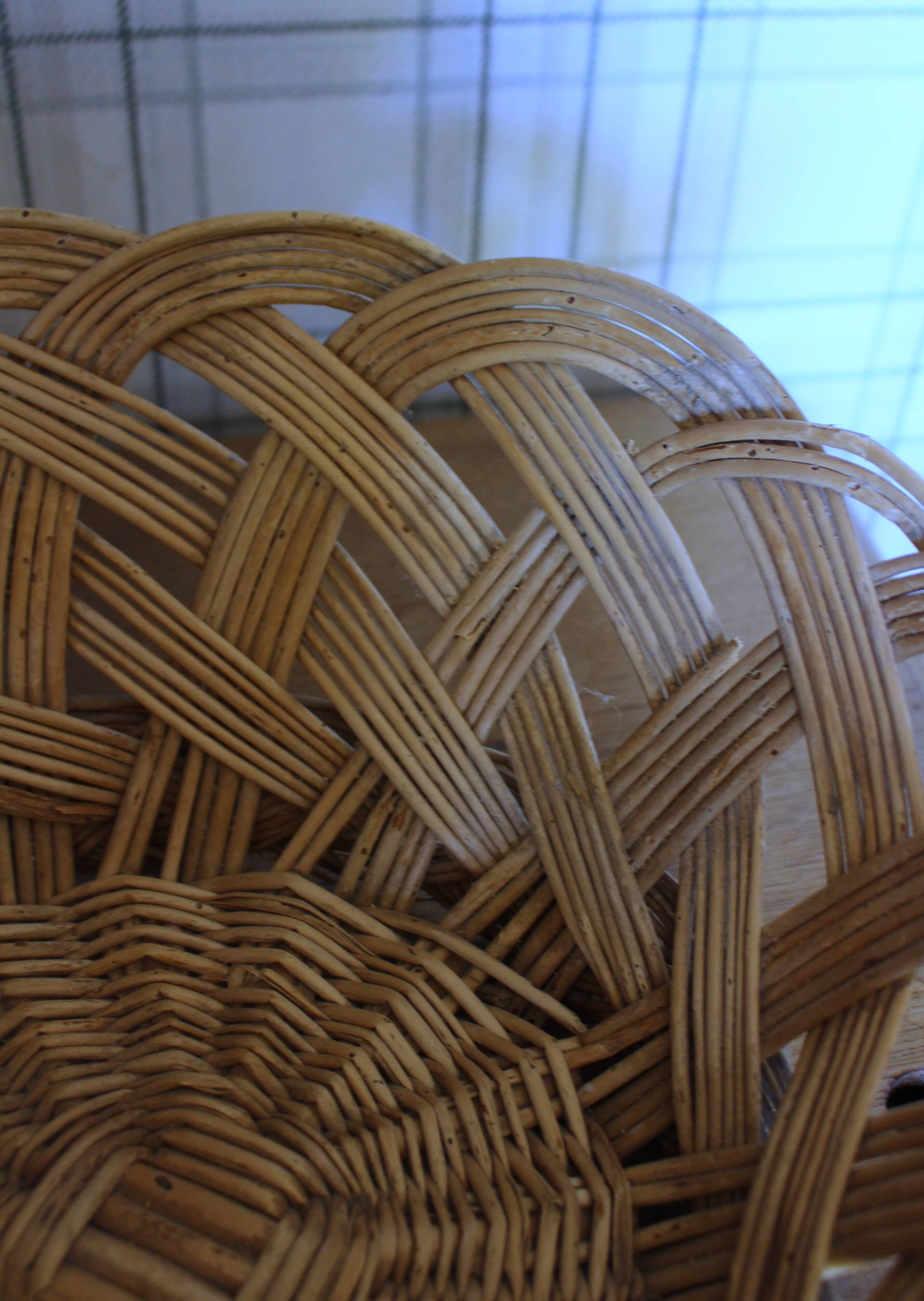 Large vintage woven wicker basket