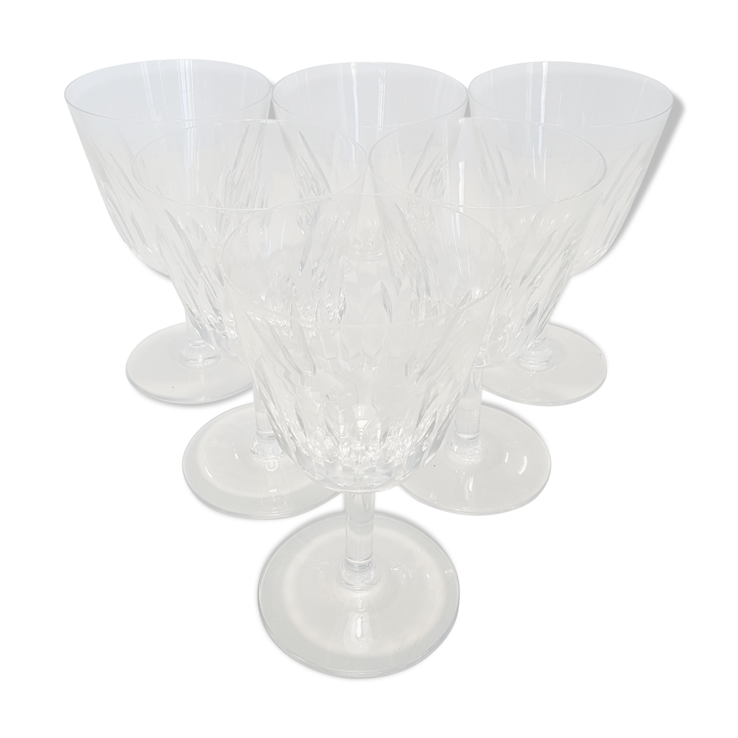 6 Baccarat Crystal Water Glasses, Casino model.