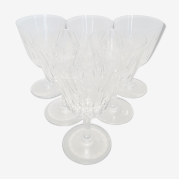 Set de 6 verres a eau en cristal de Baccarat modèle casino.