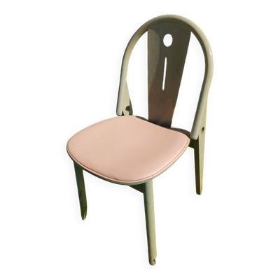Chaise ancienne baumann modele argos bois vert + assise beige clair 80