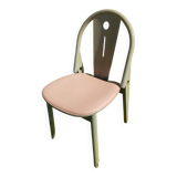 Antique baumann chair, argos model, green wood + light beige seat, 80