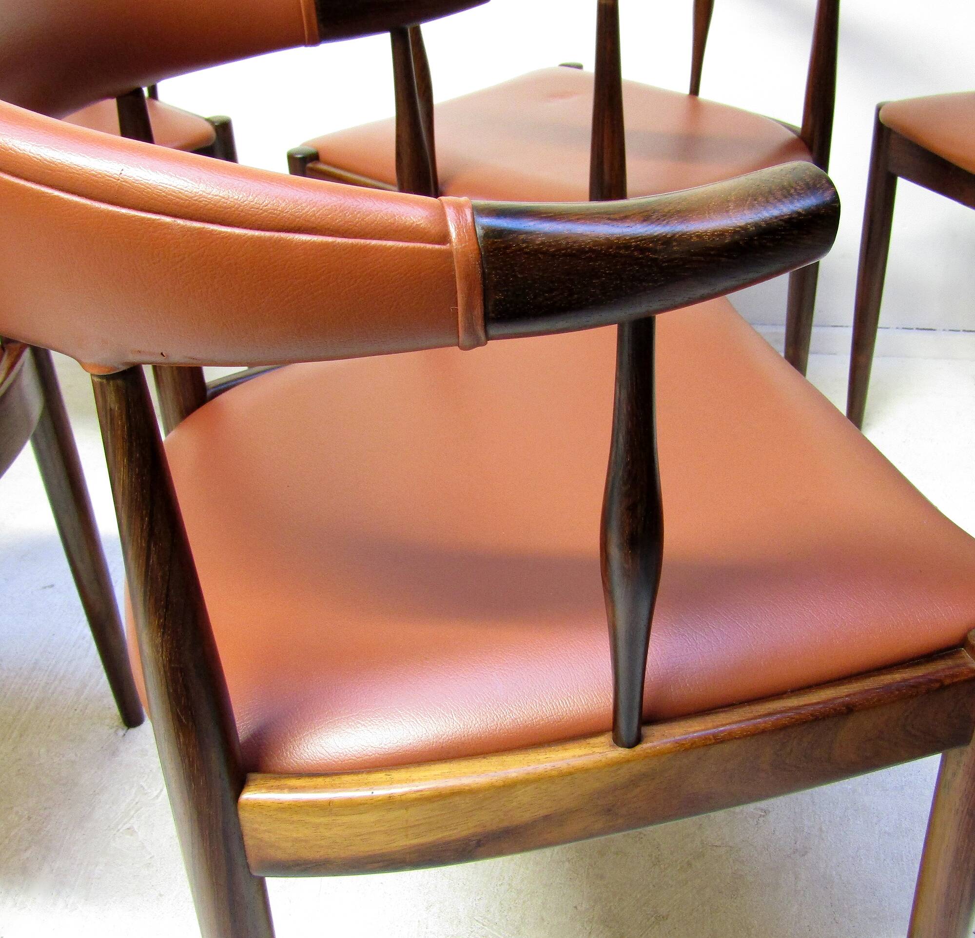 Eight Danish Cow Horn "Model 12" Chairs in Rosewood by Johannes Andersen
