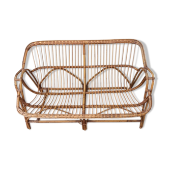 Banquette rotin années 60 vintage
