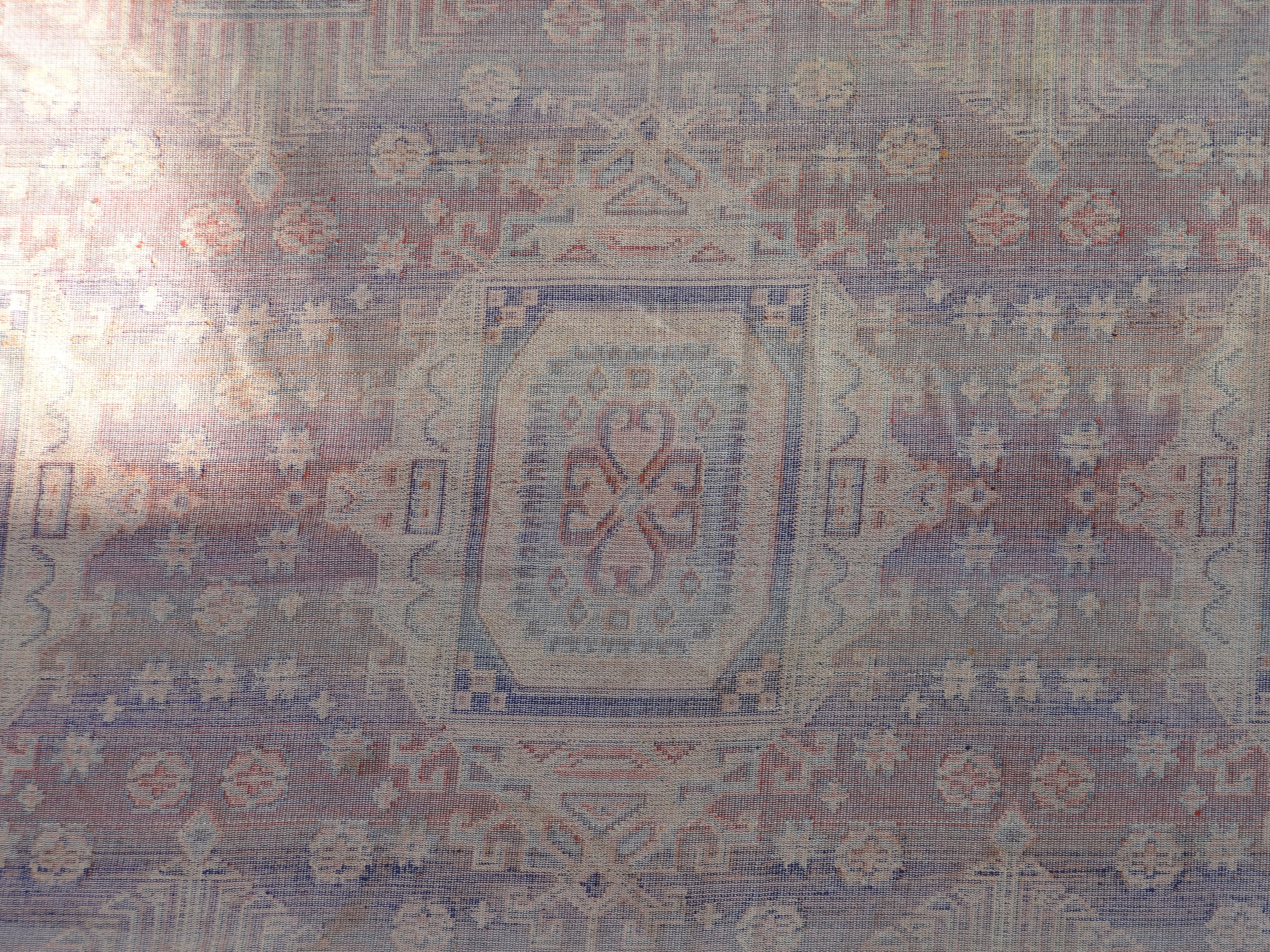 Kazak rug 180x150 cm vintage handmade oriental patterns ochre and burgundy