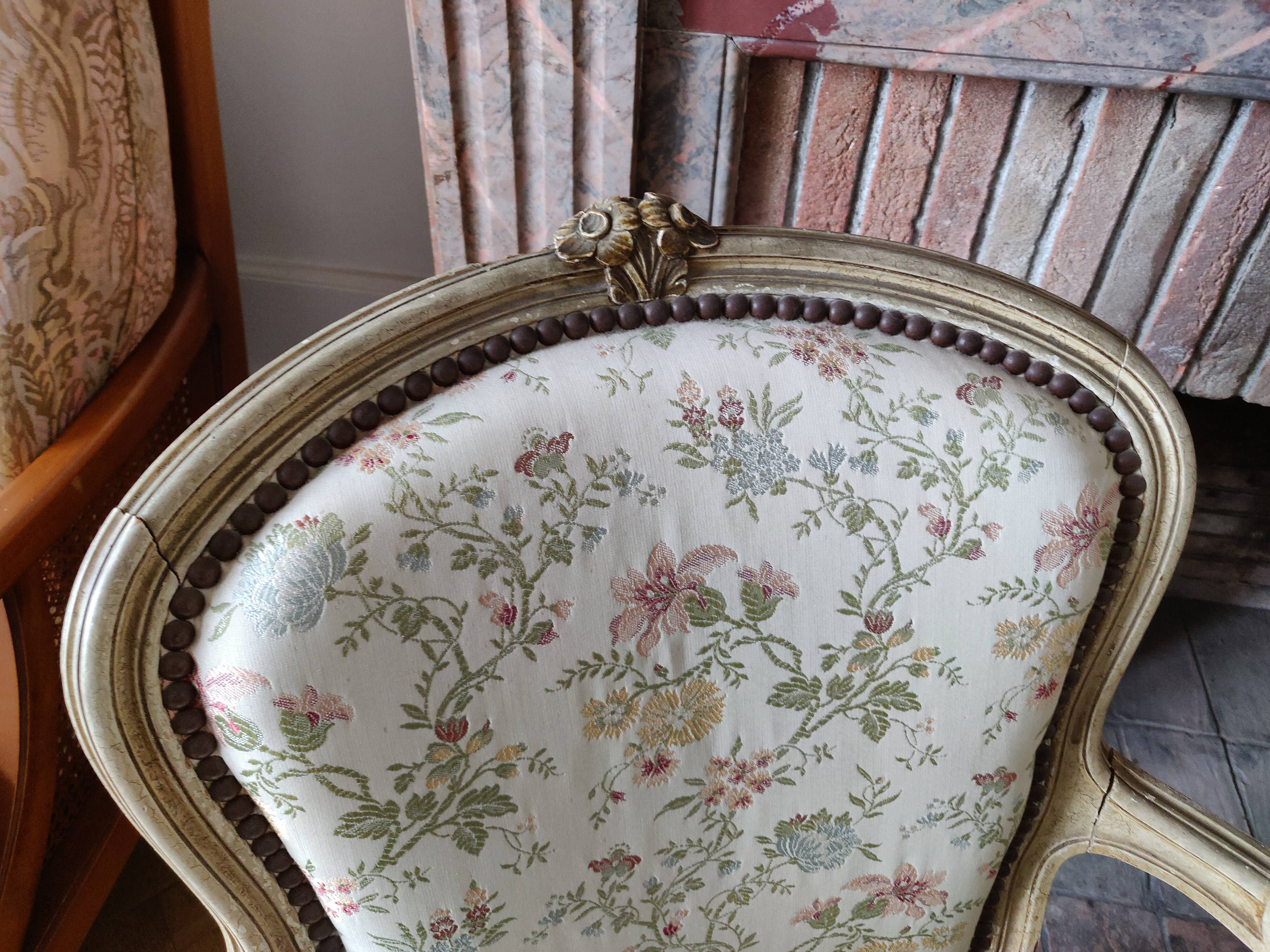 Pair armchairs Louis XV floral convertibles