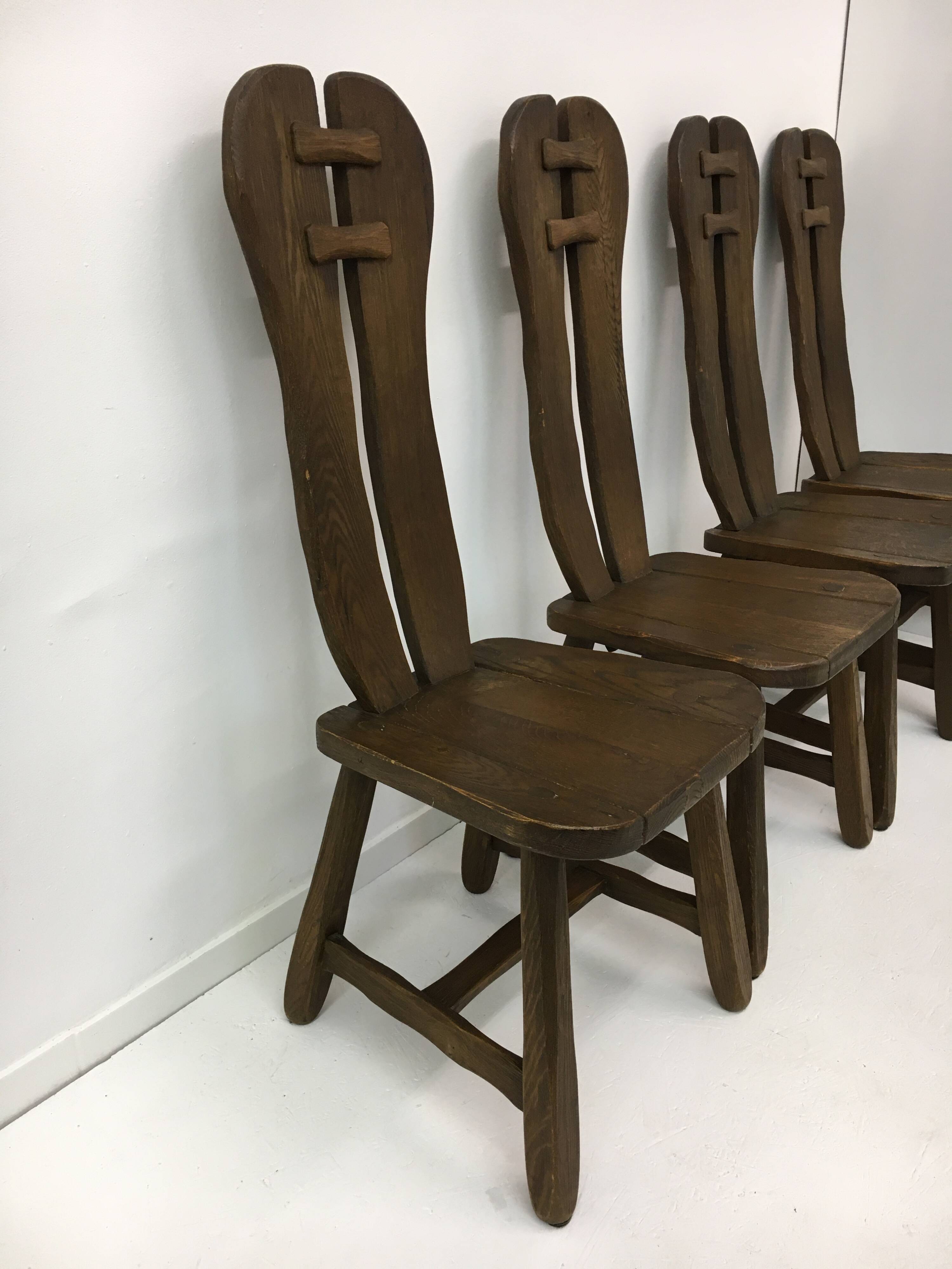 Set of 4 Belgian Brutalist Dining Chairs from De Puydt, 1970’s