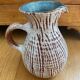 Ceramic pitcher Accolay striped burgundy turquoise white