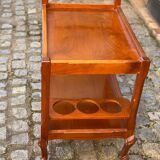 Louis XV solid wood serving trolley with bottle rack and drawer