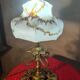 lampe bronze ciseler art nouveau abat jour opaline ancienne 44x23