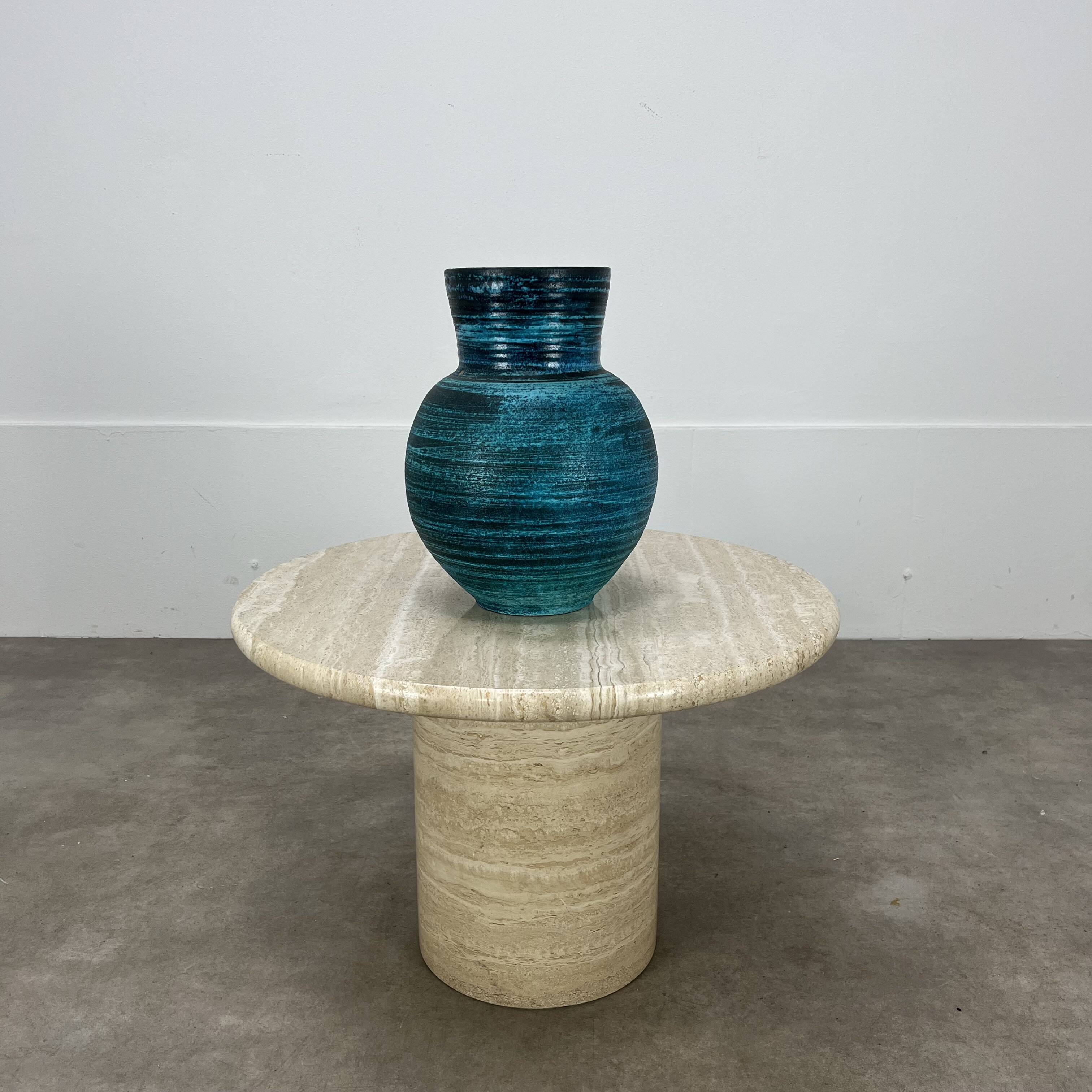 Accolay vase, blue Gallic ceramic, 1960s