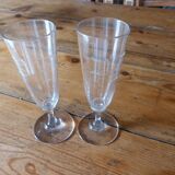 Set of 2 crystal flutes engraved monogram