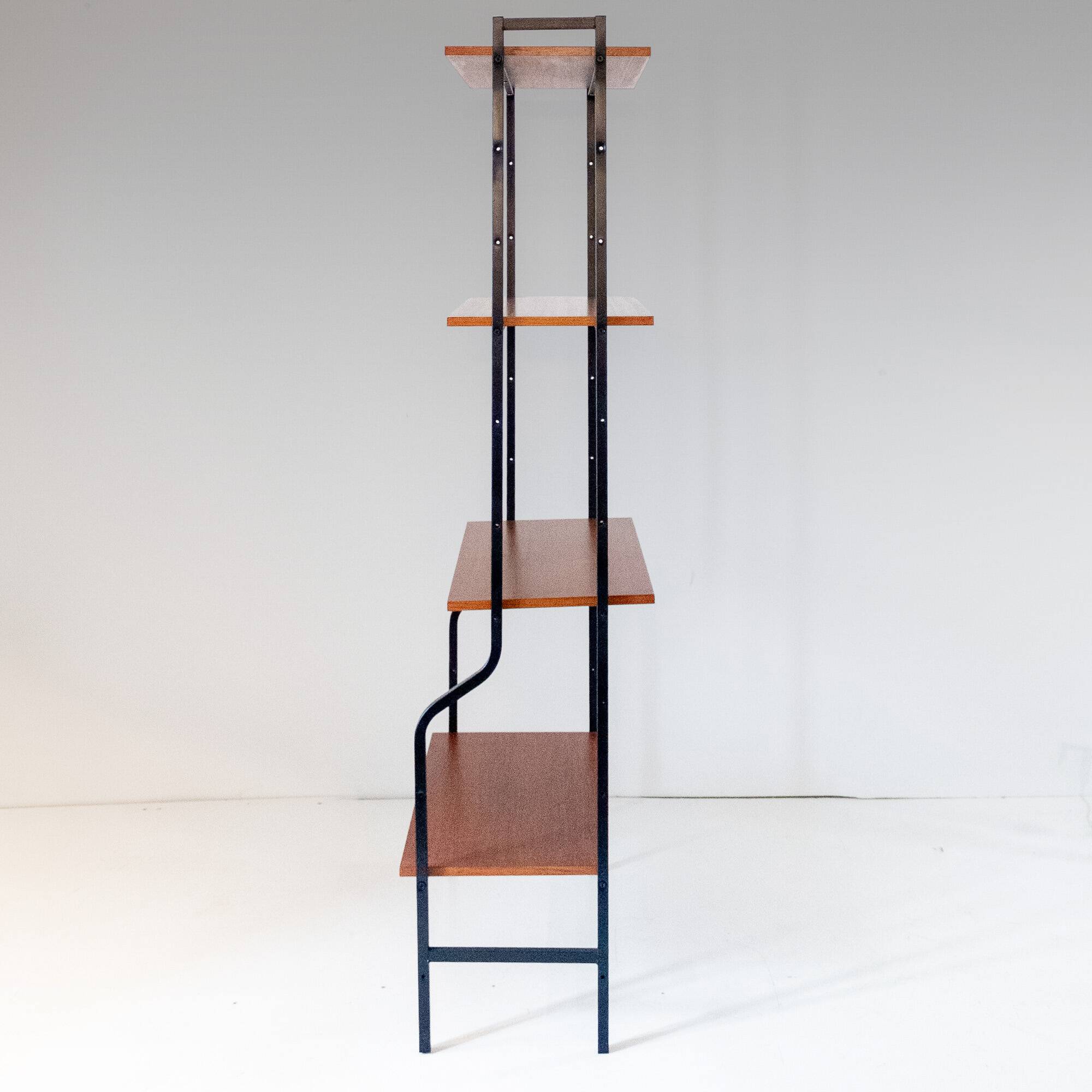 Mid-Century Modern Teak Bookshelf with Iron Frame, Italy, 1960s