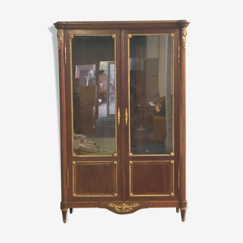 Bibliothèque en acajou et bronze doré de style Louis XVI époque Napoléon III