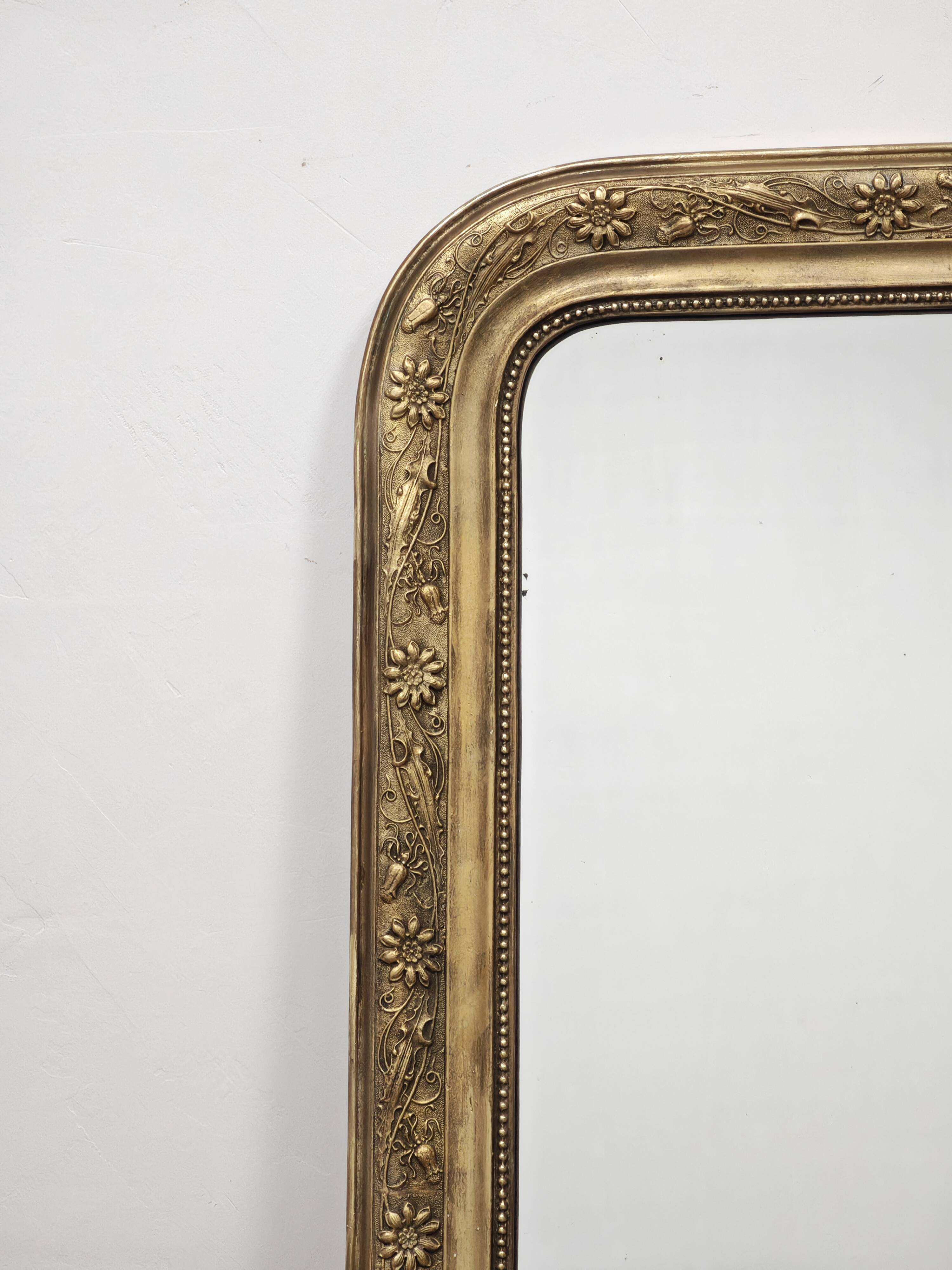 Antique Louis Philippe gilded trumeau mirror