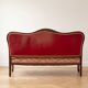 Banquette Louis Philippe en bois et tissu rouge